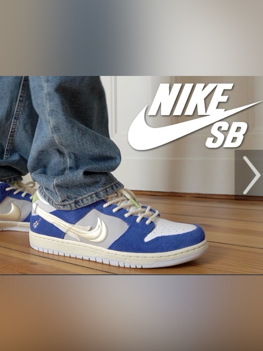 Nike SB Dunk Low Pro 7W/5.5 M Fly Streetwear Gardenia Sneakers White/Navy Suede